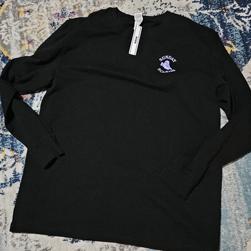 PINK Victoria's Secret Black Tee with Purple Graphic
